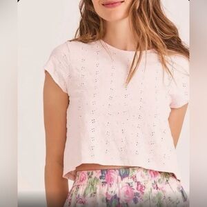 NWT! LoveShackFancy rubin cropped tee size S